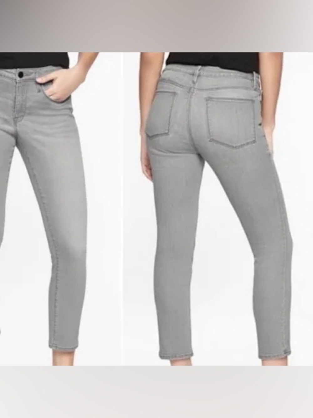 Athleta Sculptek Skinny Jeans Light Gray Ankle Skinny crop Jeans sz 6 flex